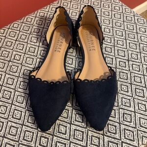 Journee Collection Women's Dark Blue Scalloped Flats